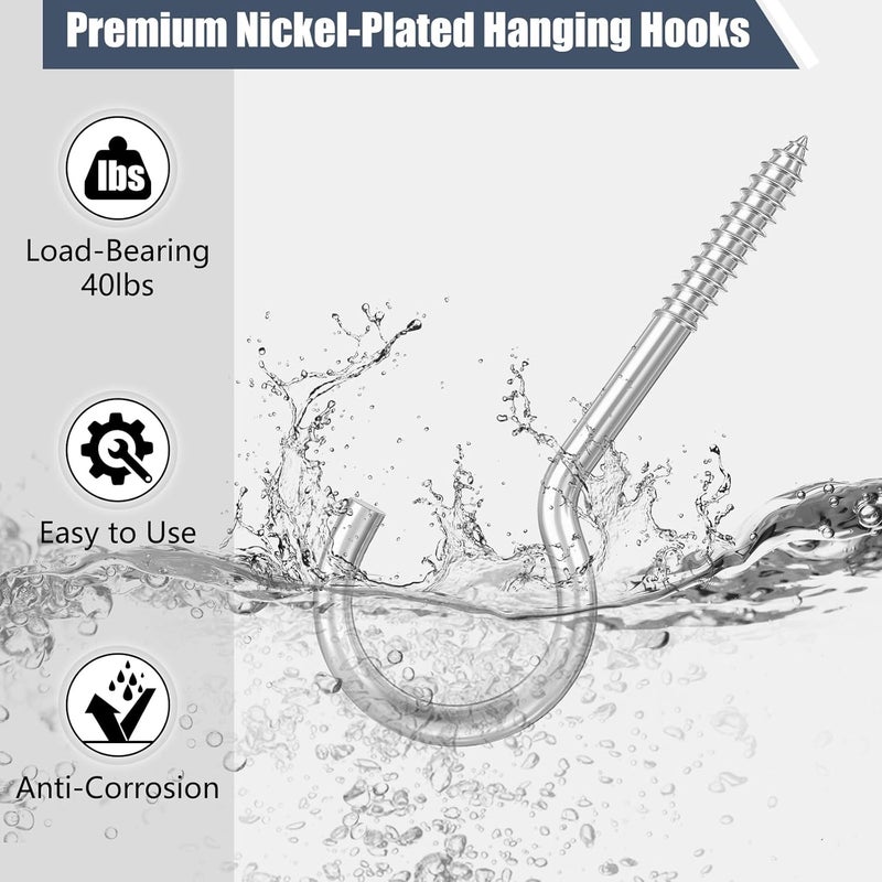 Dpyrrhic 4 Inch Large Heavy Duty Screw Hooks, 10 Pcs Ceiling Hooks for Hanging Plants Indoor and Outdoor Use - Image 3